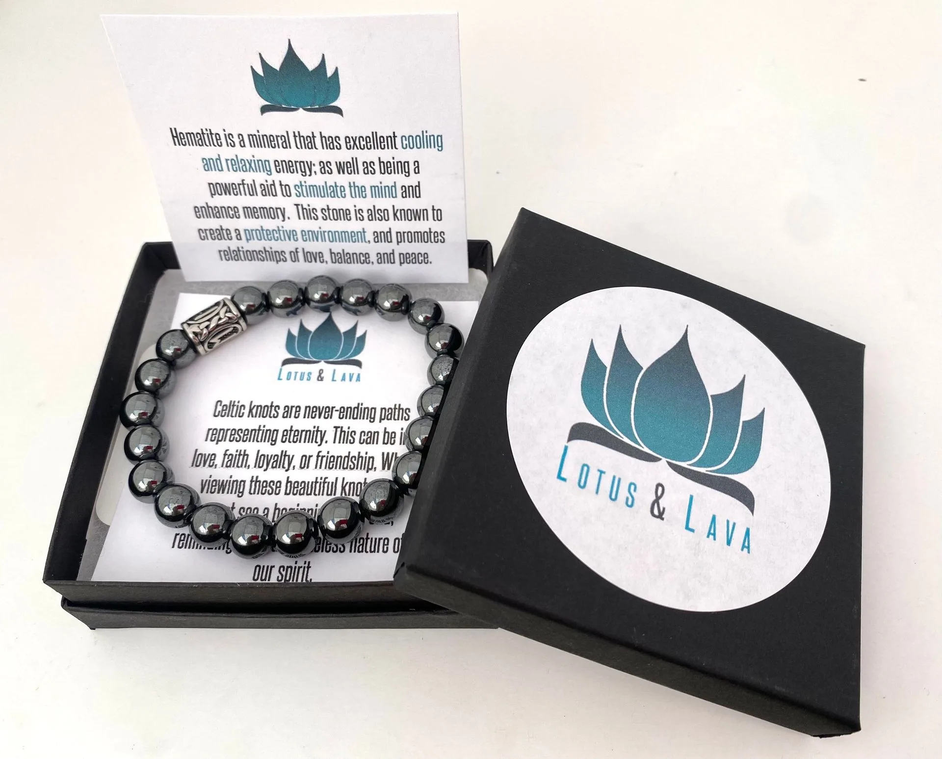 Men's Hematite Bracelet - Men's Beaded Bracelet - Calming Bracelet - Healing Bracelet- Lotus & Lava Bracelet - Quality Beaded Bracelet — Lotus & Lava