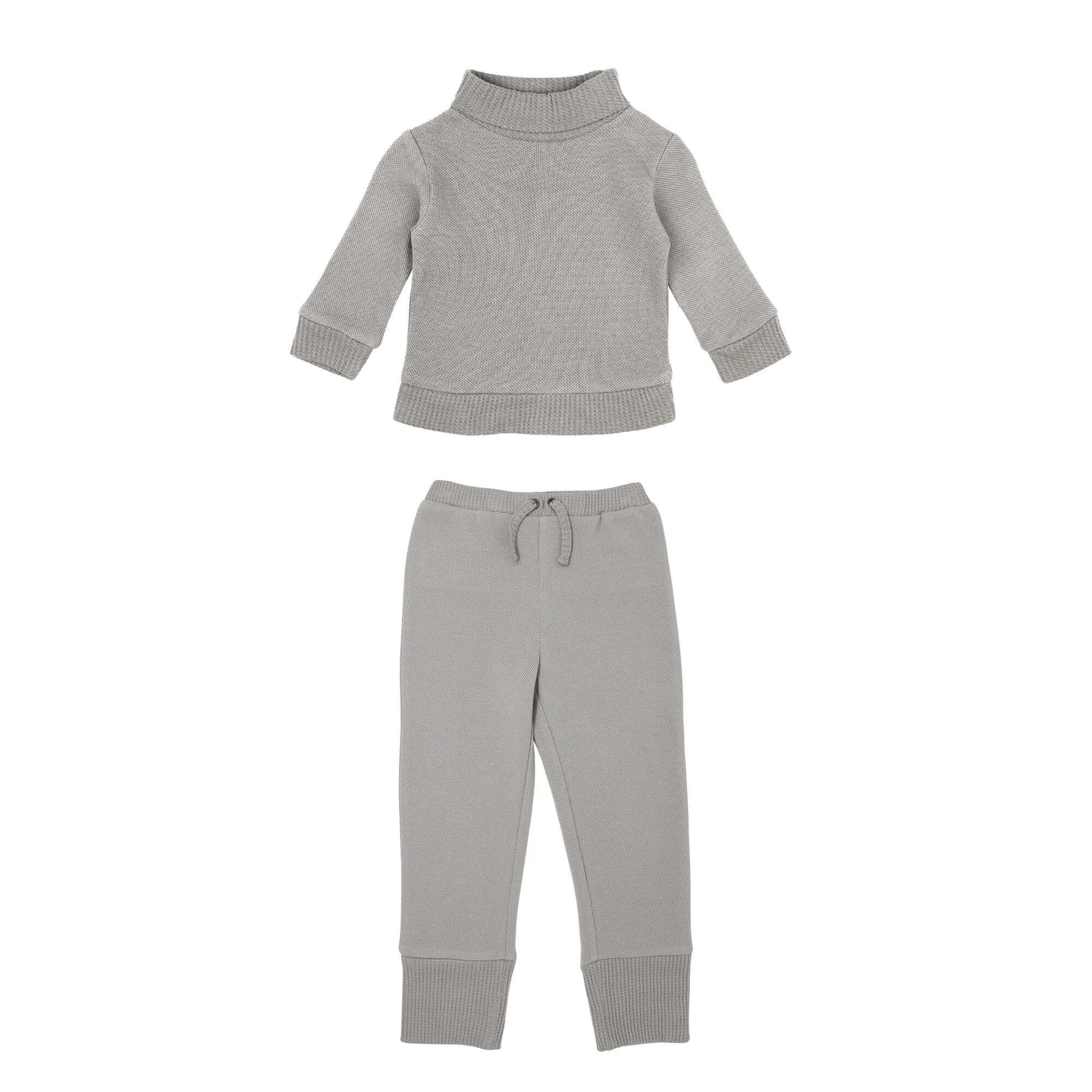 Fog | Ensemble pull piqué à col roulé et jogger bio pour enfants