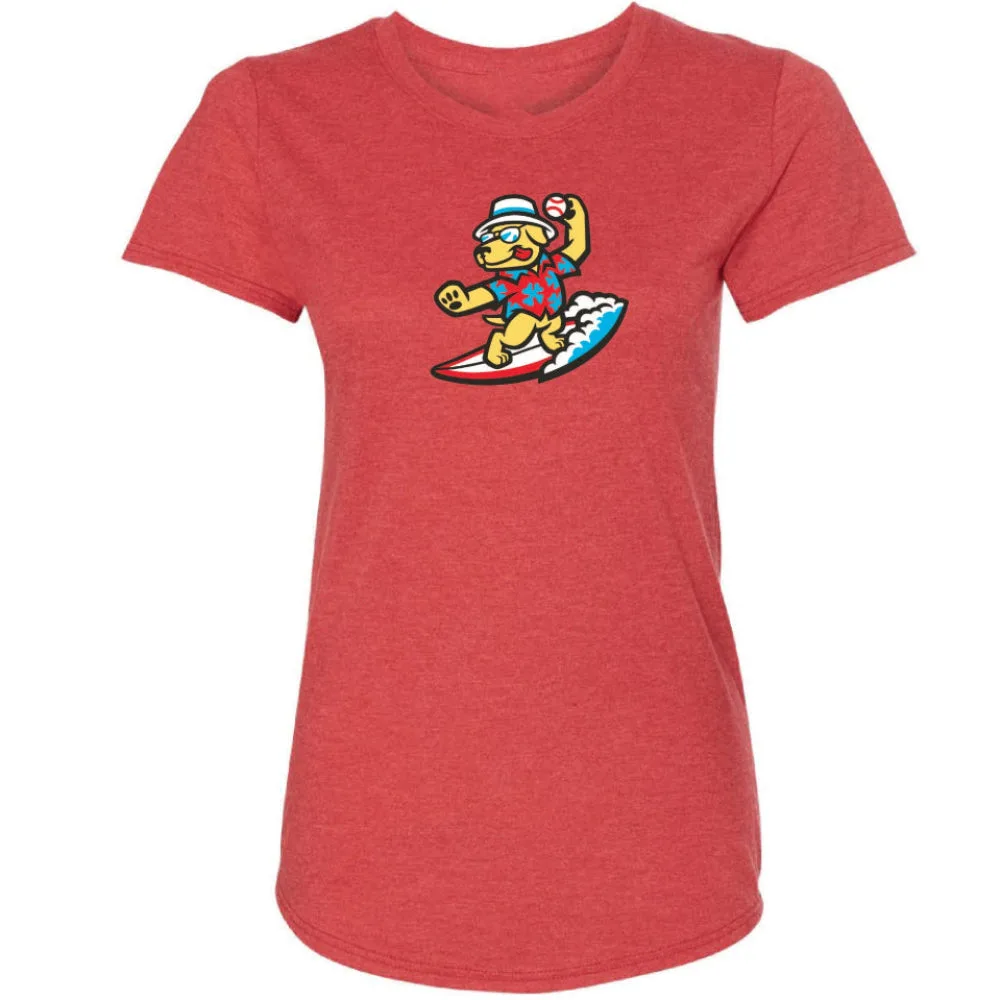 Guia de tamanhos da t-shirt logo Clearwater BeachDogs para mulher