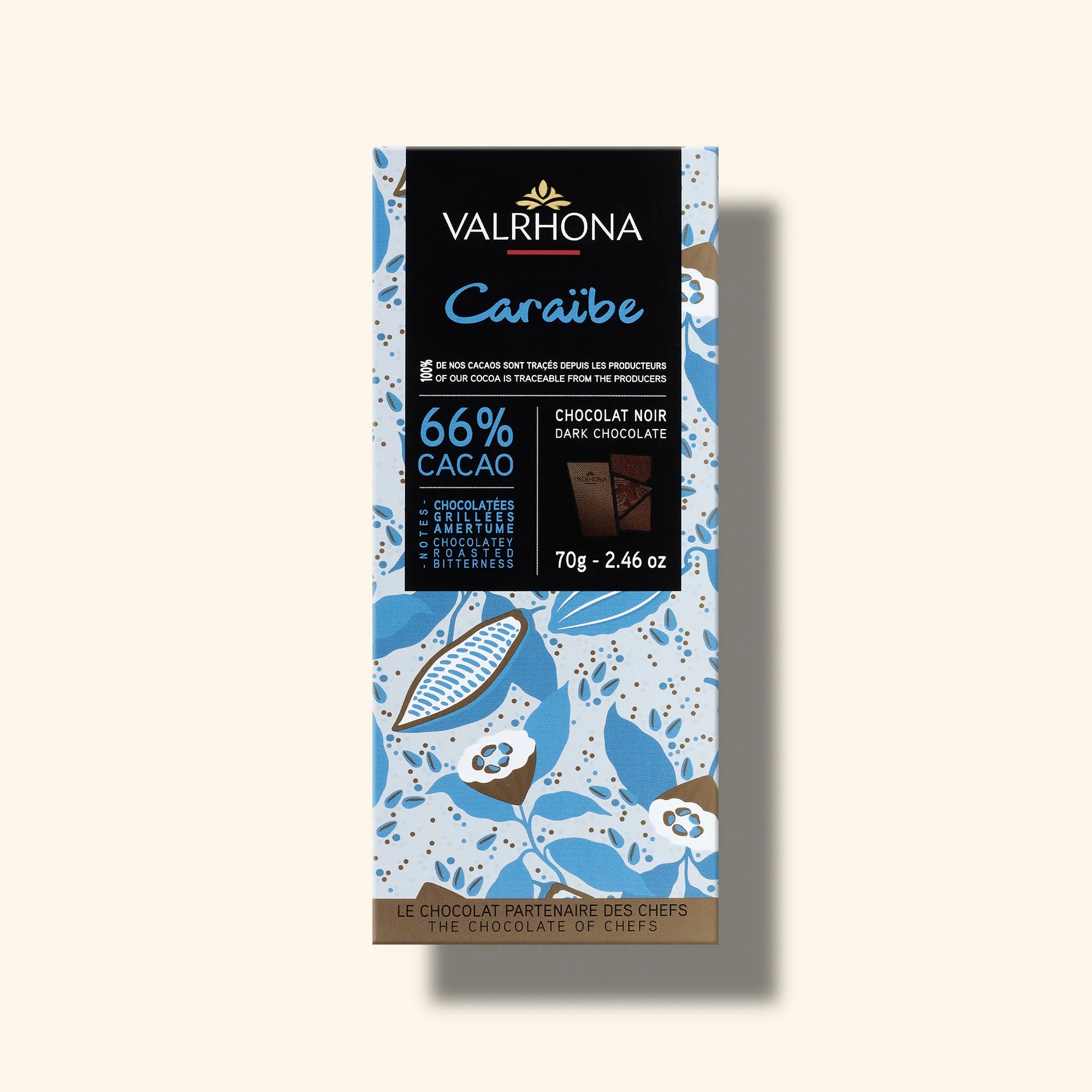 Hořká čokoládová tyčinka Caraïbe 66 % - 2,46 oz / 70 g