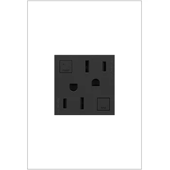 adorne® Tamper-Resistant 15A Duplex Self-Test GFCI Receptacles, Graphite