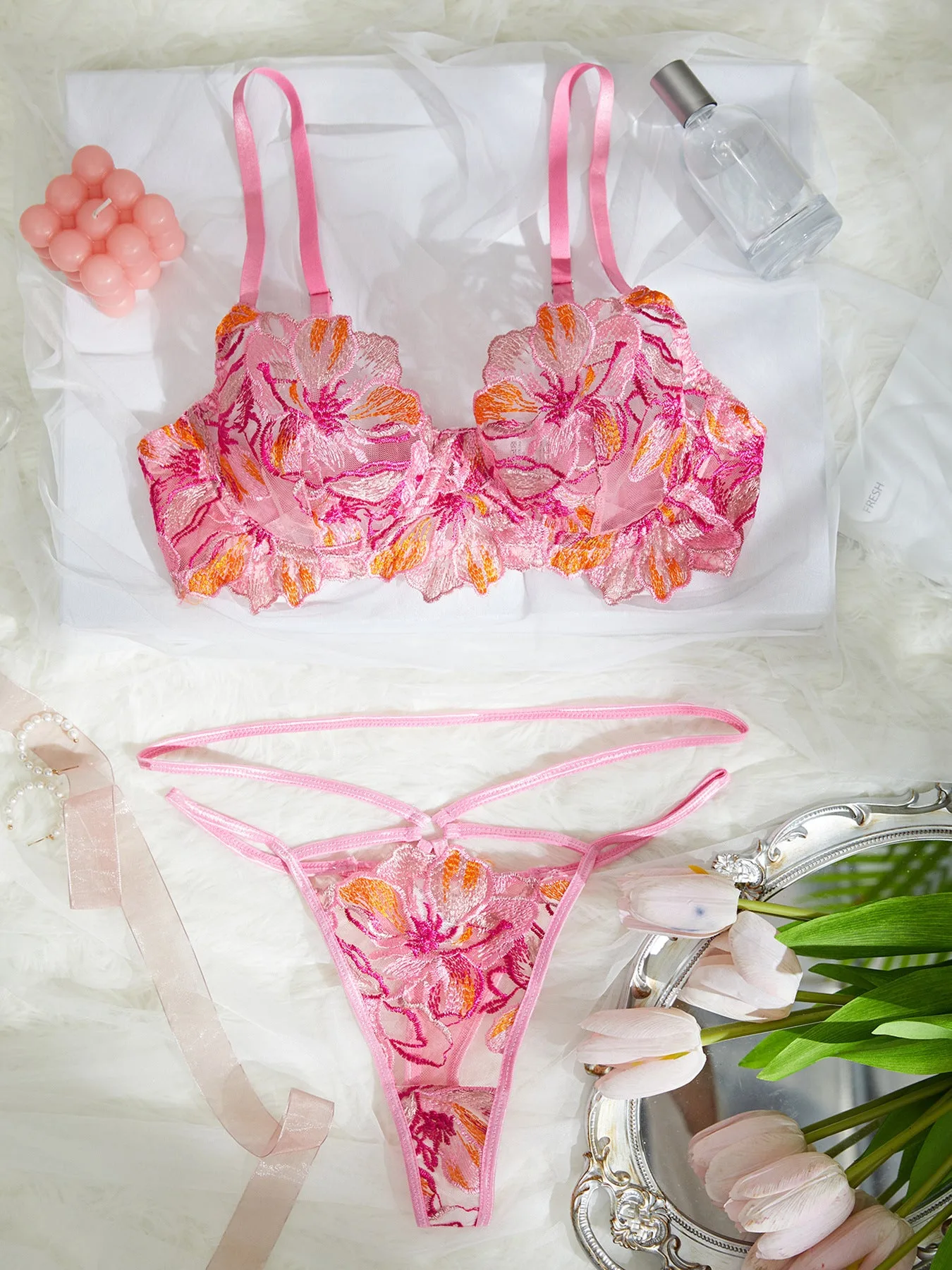 Floral Embroidered Lingerie Set Care Tips