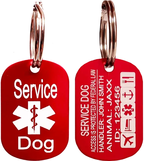 Aluminum Service Dog Tag – Personalized Dog & Handler Double-Sided ID Tag