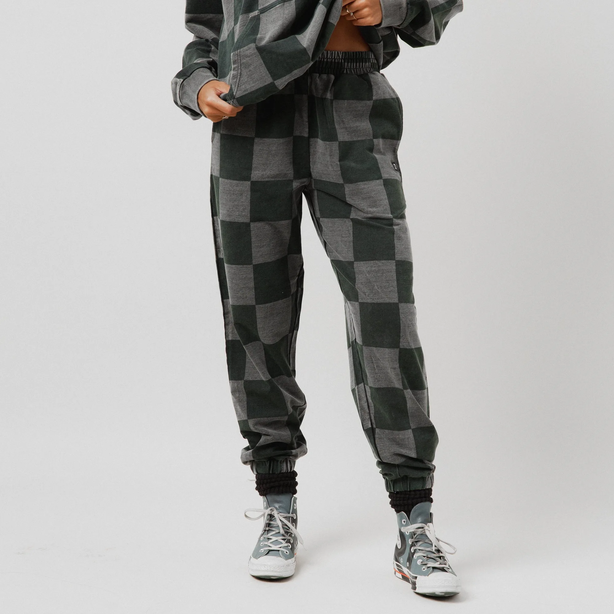Adult Unisex Joggers - Black Denim Check