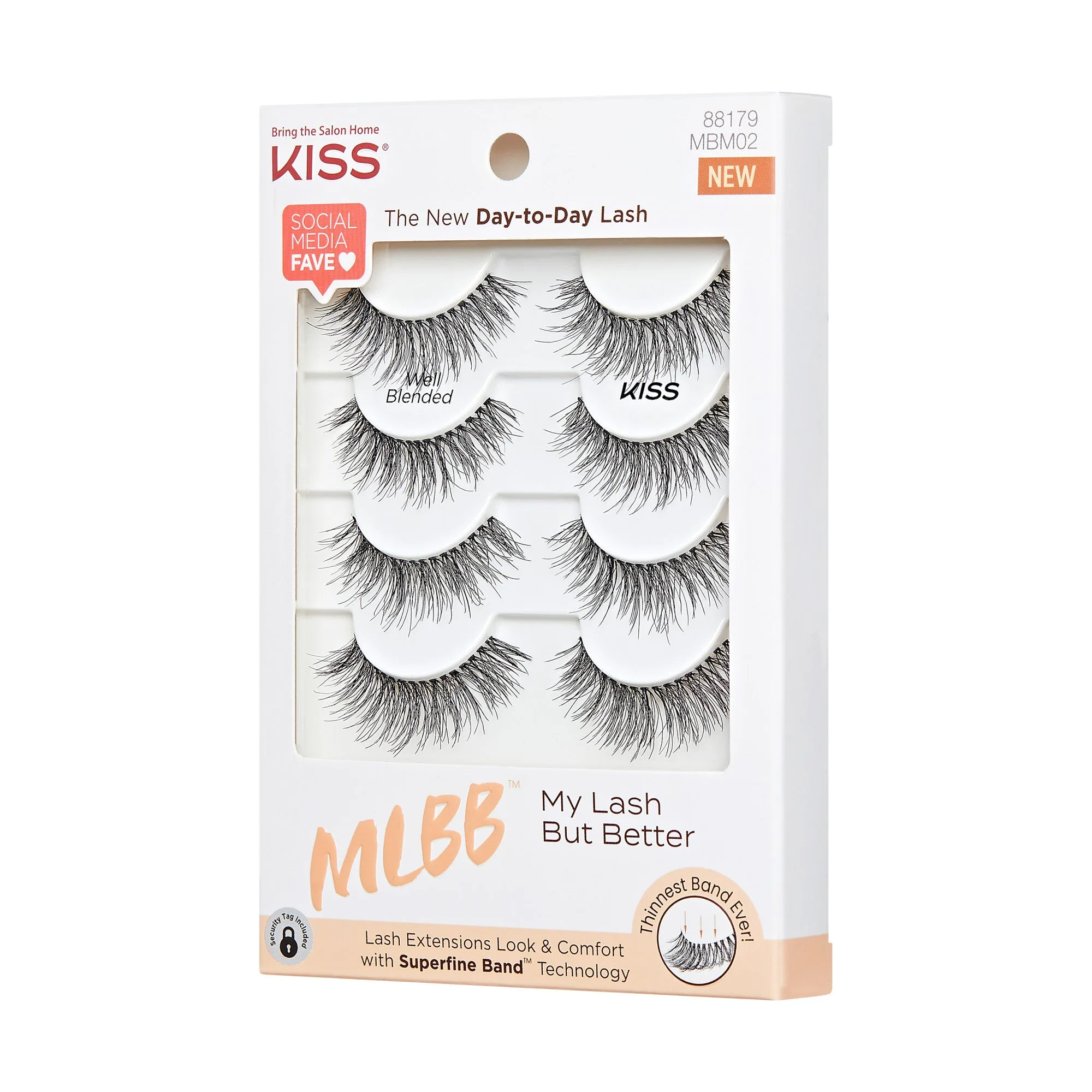 Kiss My Lash But Better False Eyelashes 4-Pair Multipack - Well Blended | 4 Pares, Pestañas en Tira, 16mm