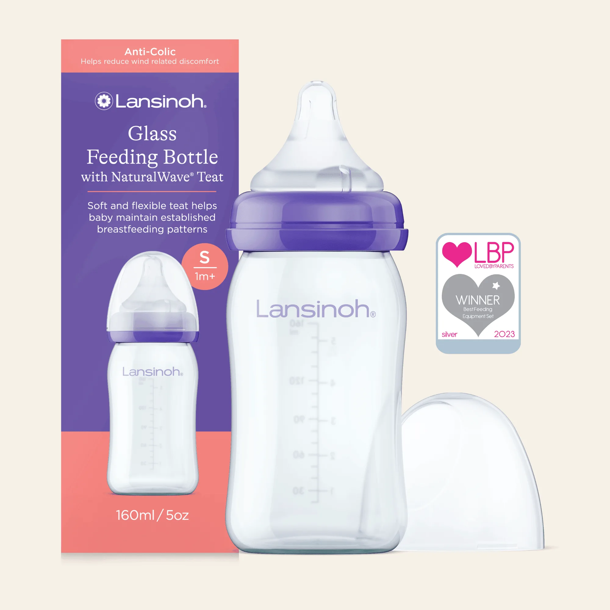 Biberons en verre 160 ml avec tétine NaturalWave®