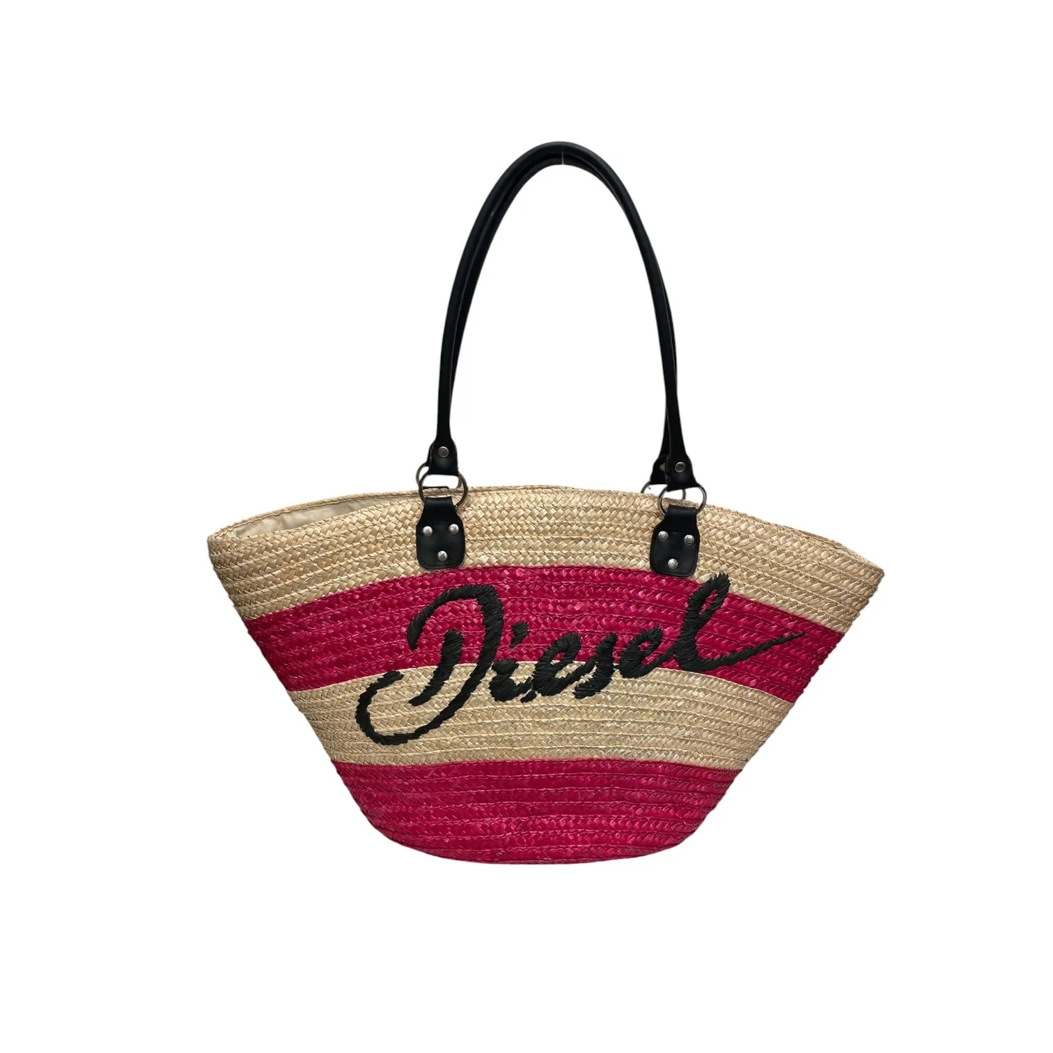 DIESEL/Tote Bag/Stripe/Polyester/PNK/WOVEN DIESEL LOGO