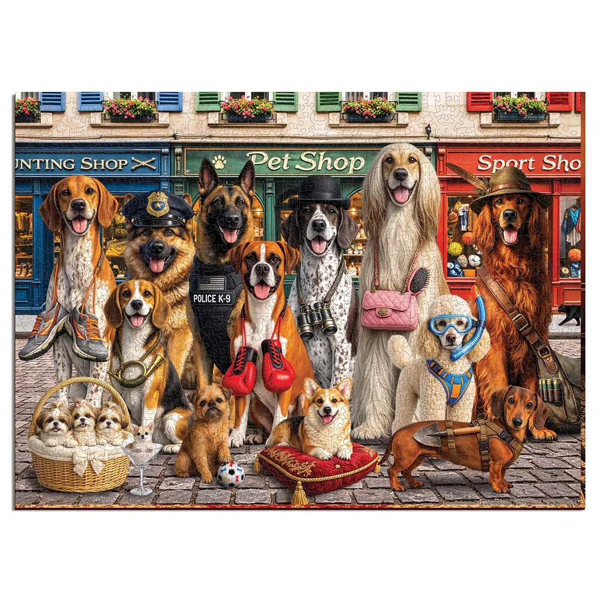 Puzzle de 1000 piezas de perros: Guía de perros en la ciudad