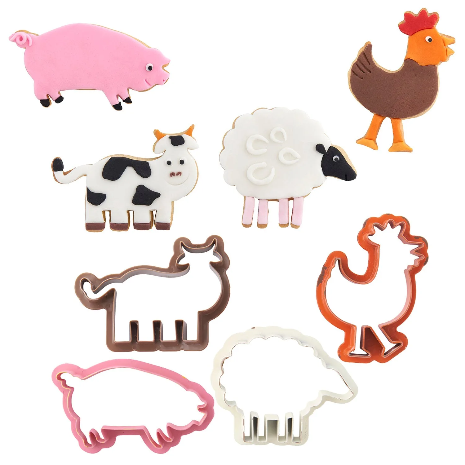 4 Decora Farmyard Animals Cookie Cutters