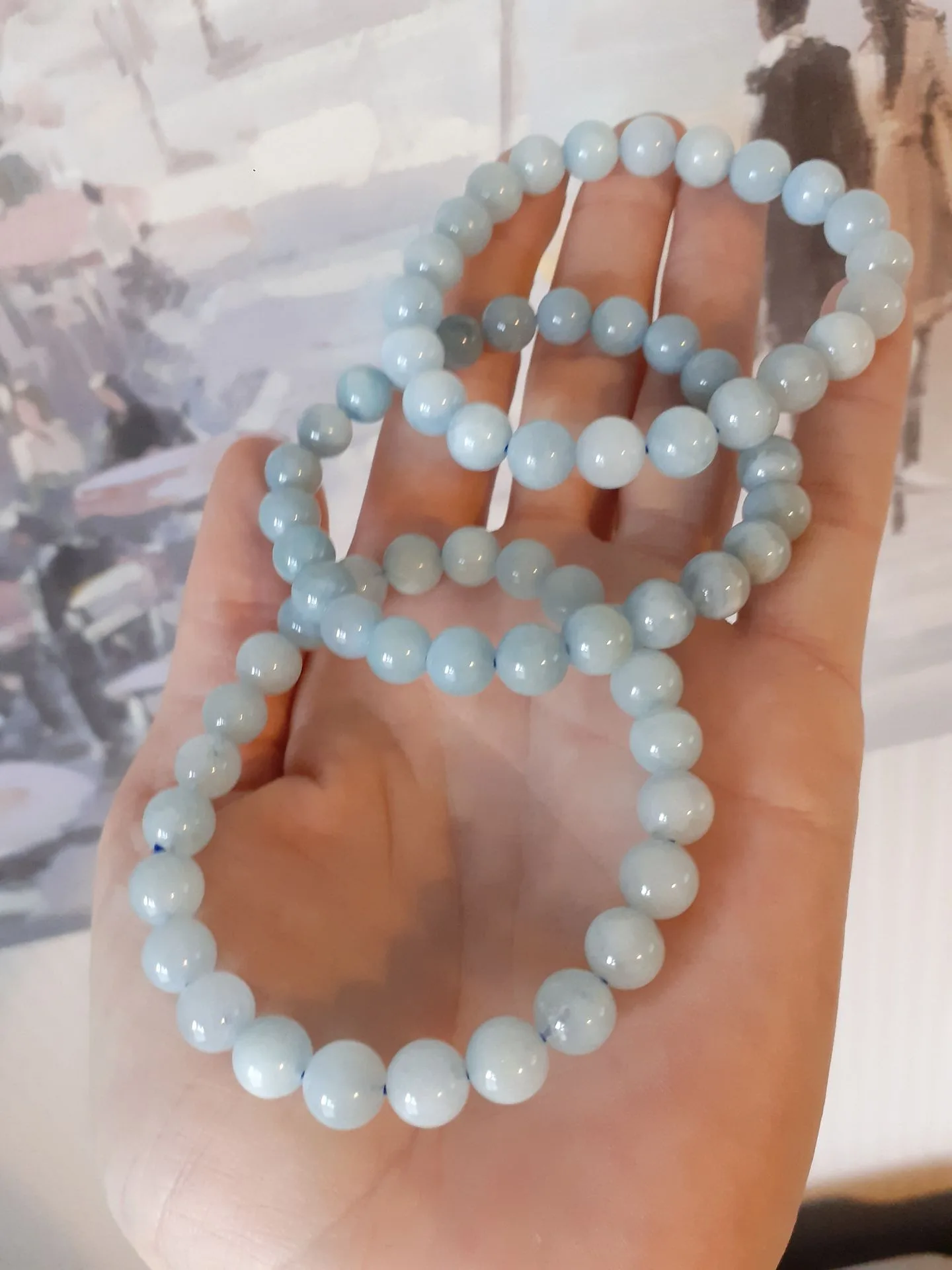 Aquamarine Bead Bracelet