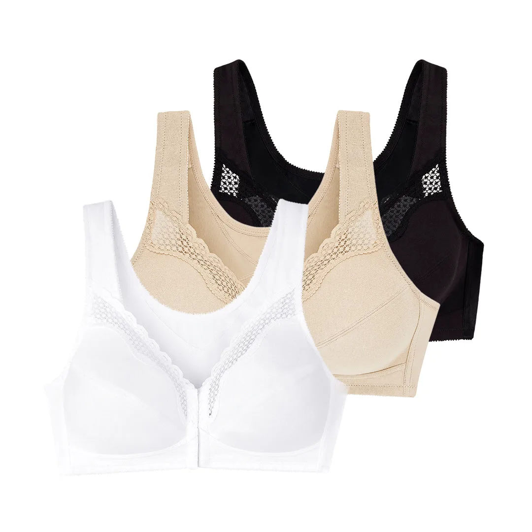 Lote de três sutiãs sem aros branco nude preto Controlo postural