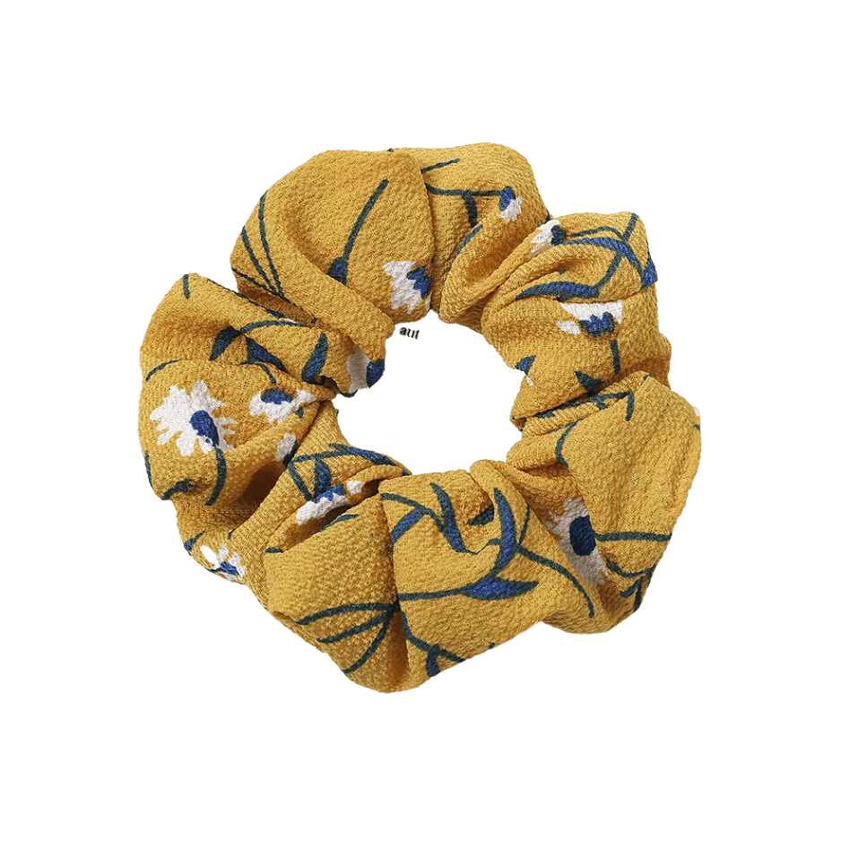 Yellow Floral Scrunchie