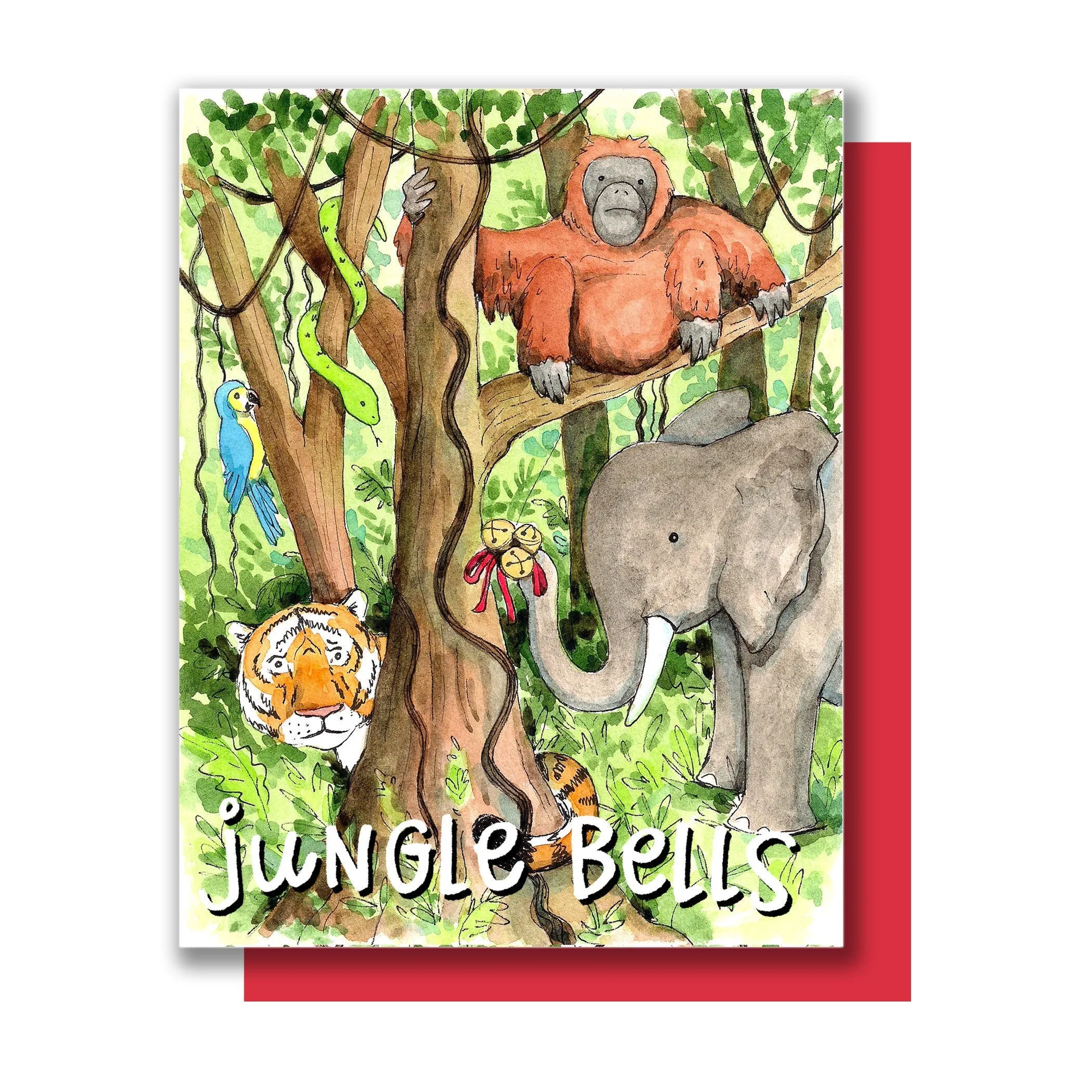 Jingle Bells Dschungeltiere Weihnachtskarte