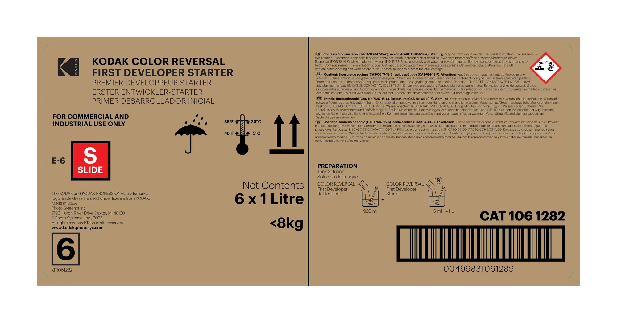 Color Reversal First Developer Starter 12 x 500mL Conc.