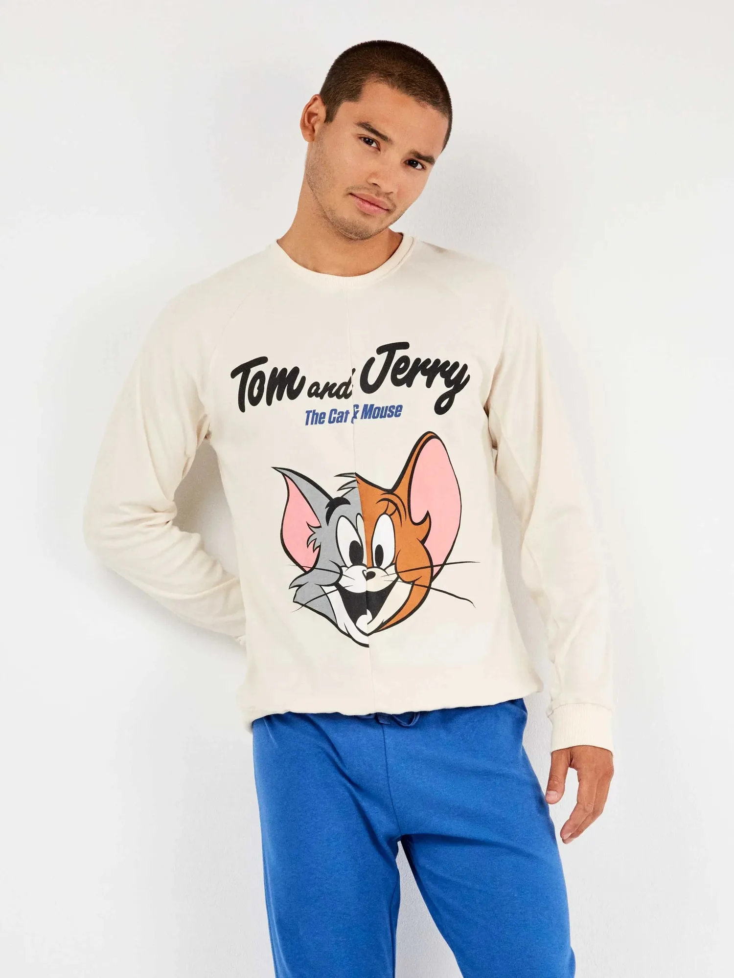 Pijama comprido homem Tom and Jerry em algodão malha