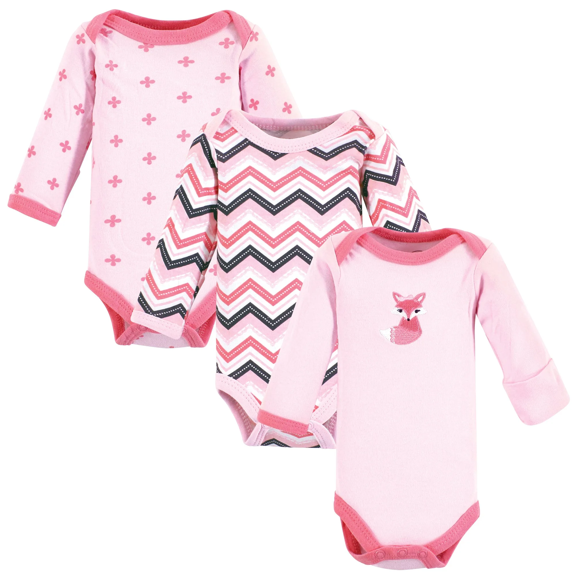 Luvable Friends Preemie Long Sleeve Bodysuits 3pk - Foxy, Foxy