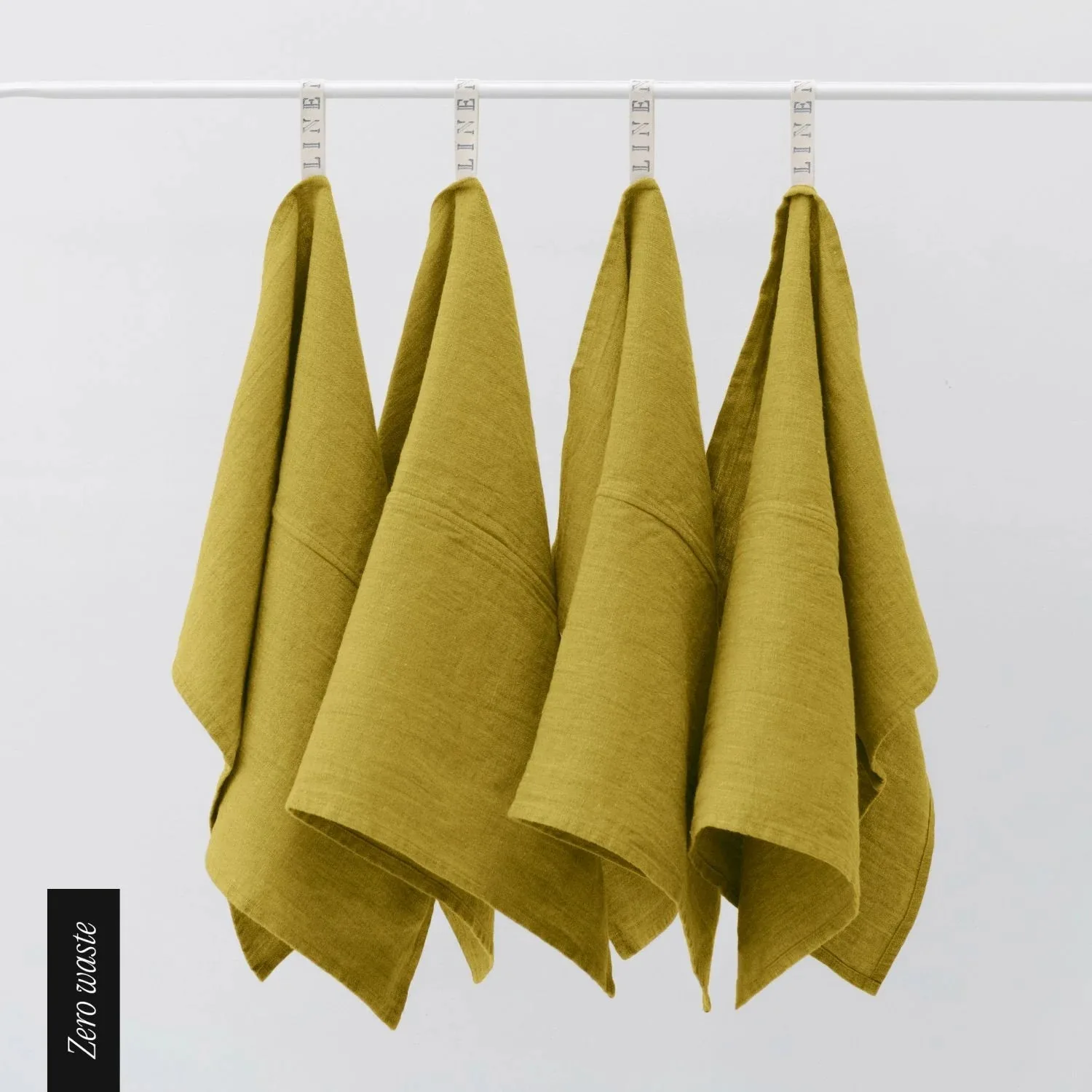 Zero Waste Moss Green Linen Kitchen Towels Set of 4
