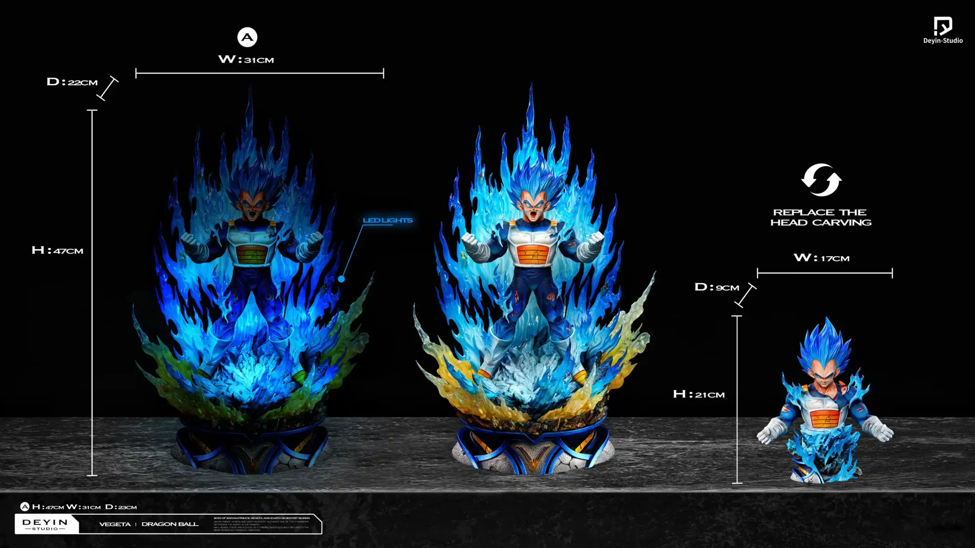 1/6 & 1/4 Scale Super Saiyan Blue Vegeta - Dragon Ball Resin Statue - Deyin-Studios
