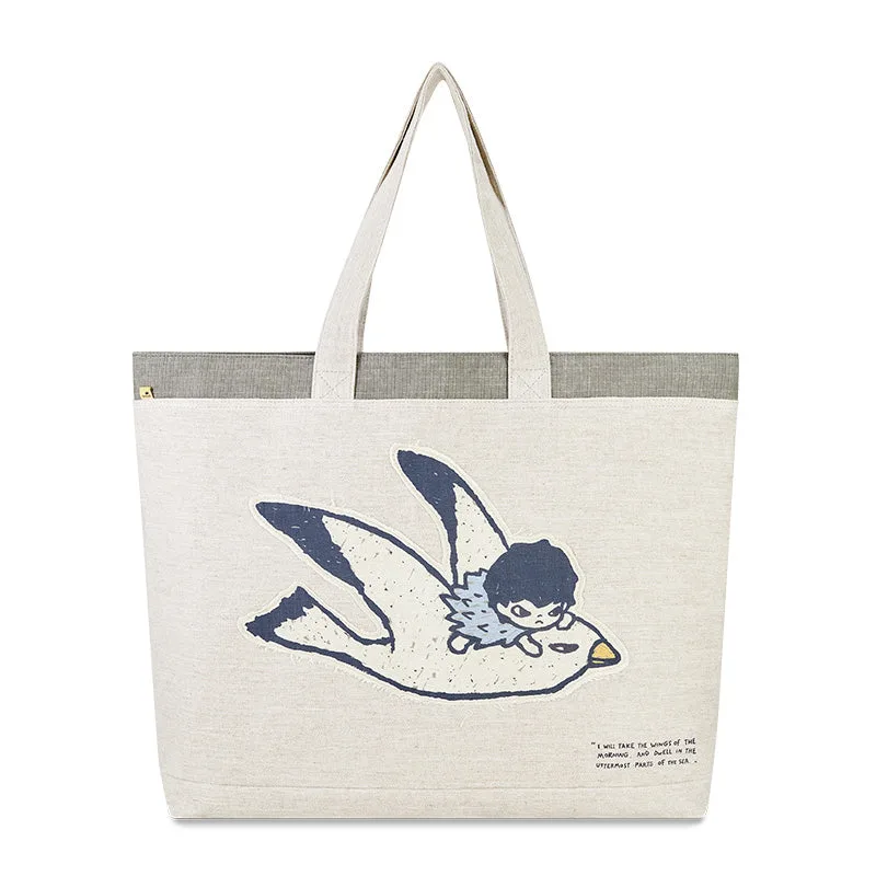 POP MART Hirono Living Wild Flying Bird Tote Bag