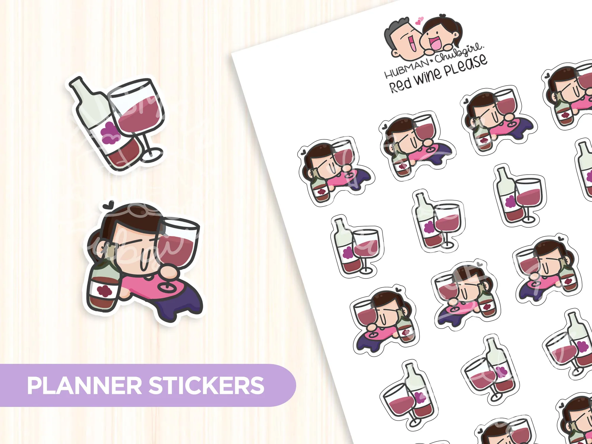 Red Wine Please Planner Stickers