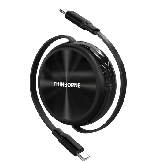 Retractable USB-C to USB-C Cable | 240W Fast Charging | 3.3 ft (1 m) | Thinborne