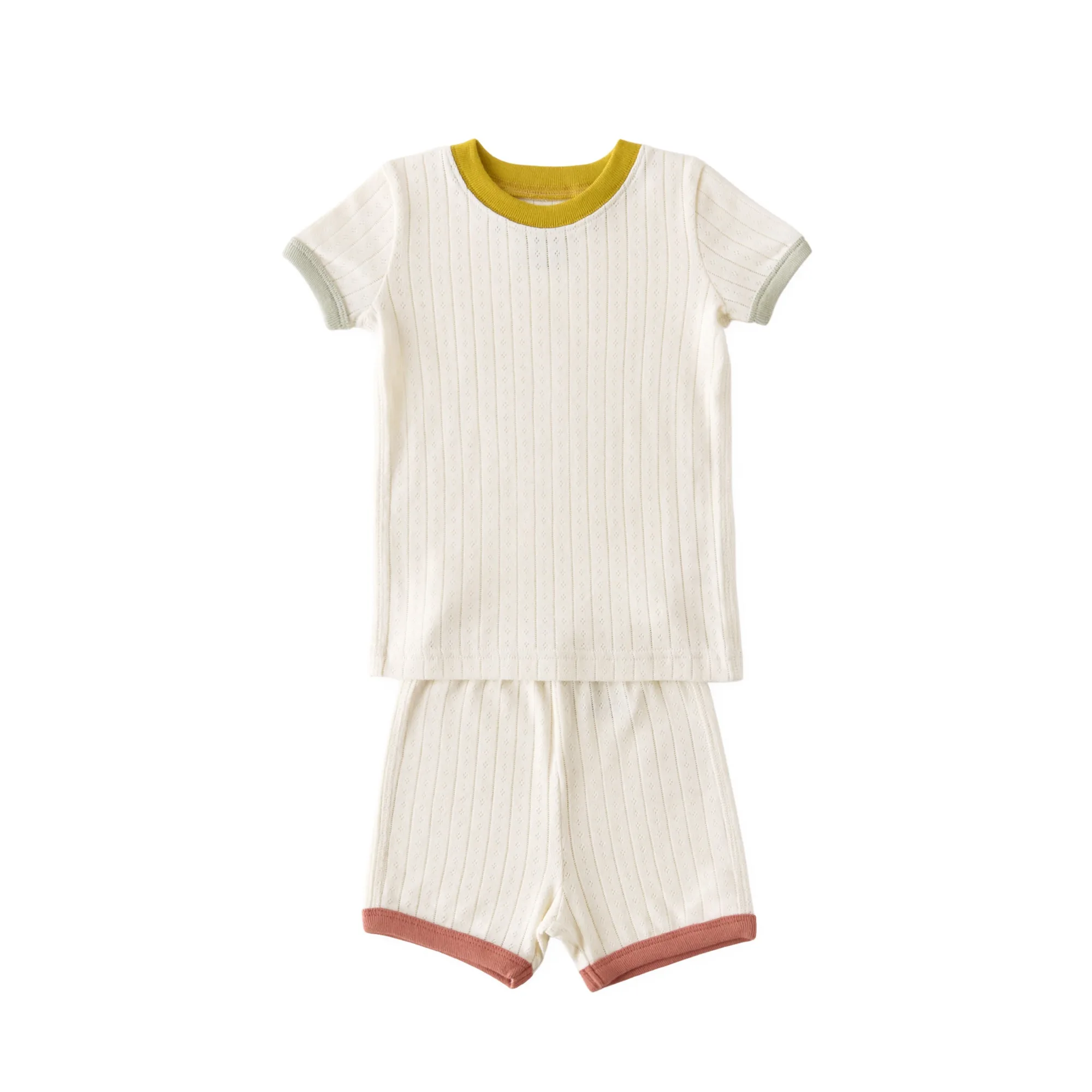Pointelle Short Sleeve Pajama - Rainbow