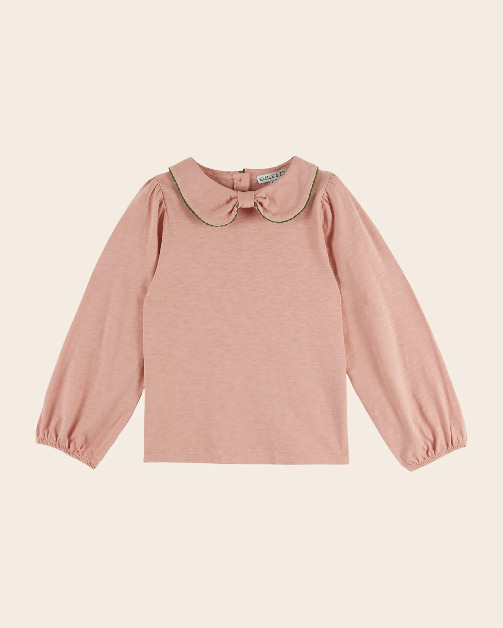 T-shirt manches longues - Col noeud rose