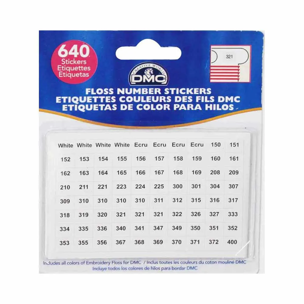 DMC Floss Number Stickers | 640 Embroidery Floss Labels