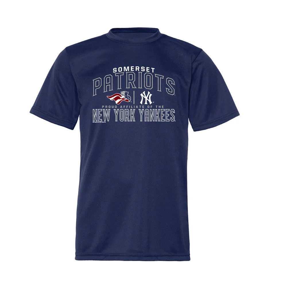 Jongeren navy performance iconisch T-shirt