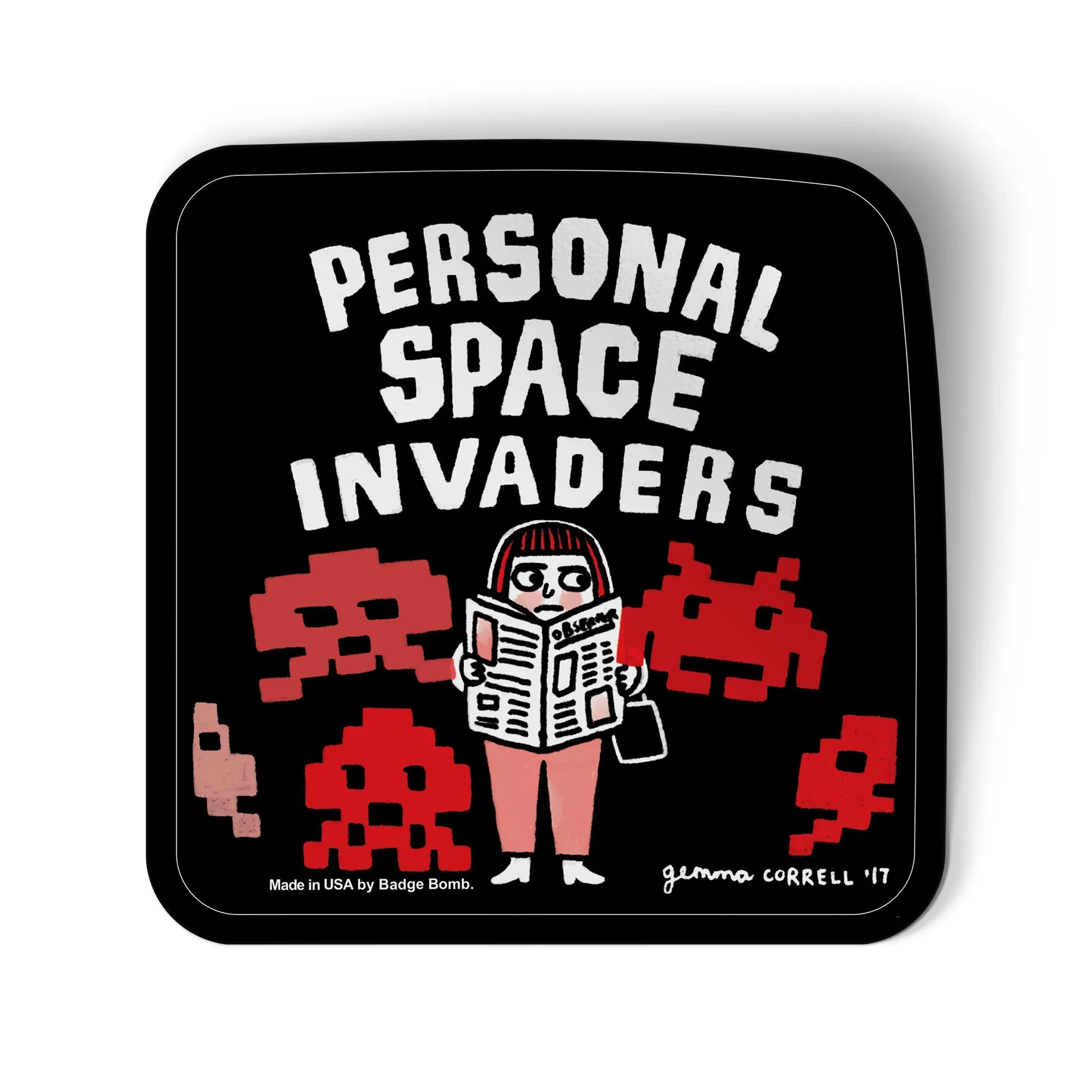 Personal Space Invaders Sticker