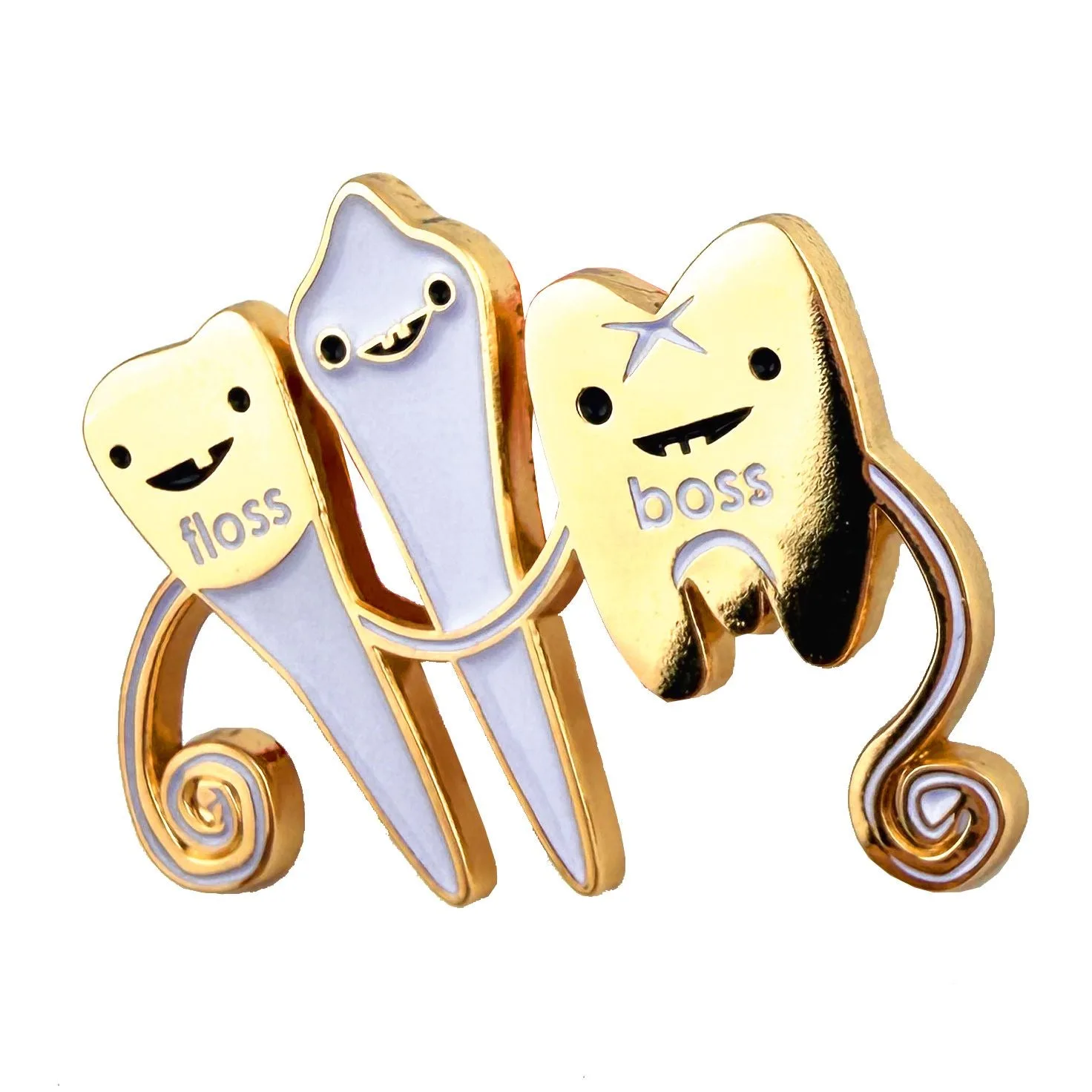 Pin's émaillé Teeth Floss Boss - Soins dentaires, cadeau santé bucco-dentaire
