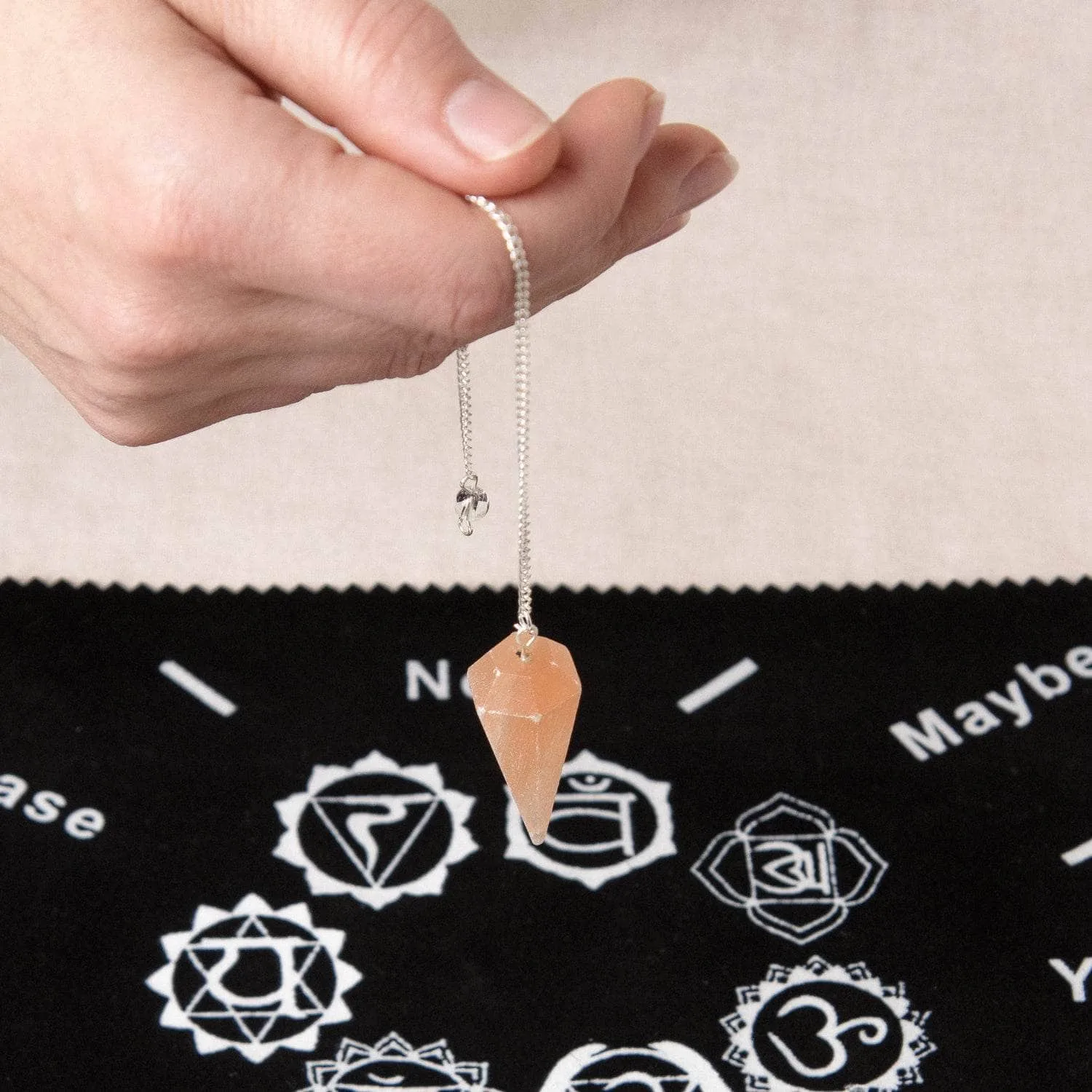 PEACH SELENITE GEMSTONE PENDULUM