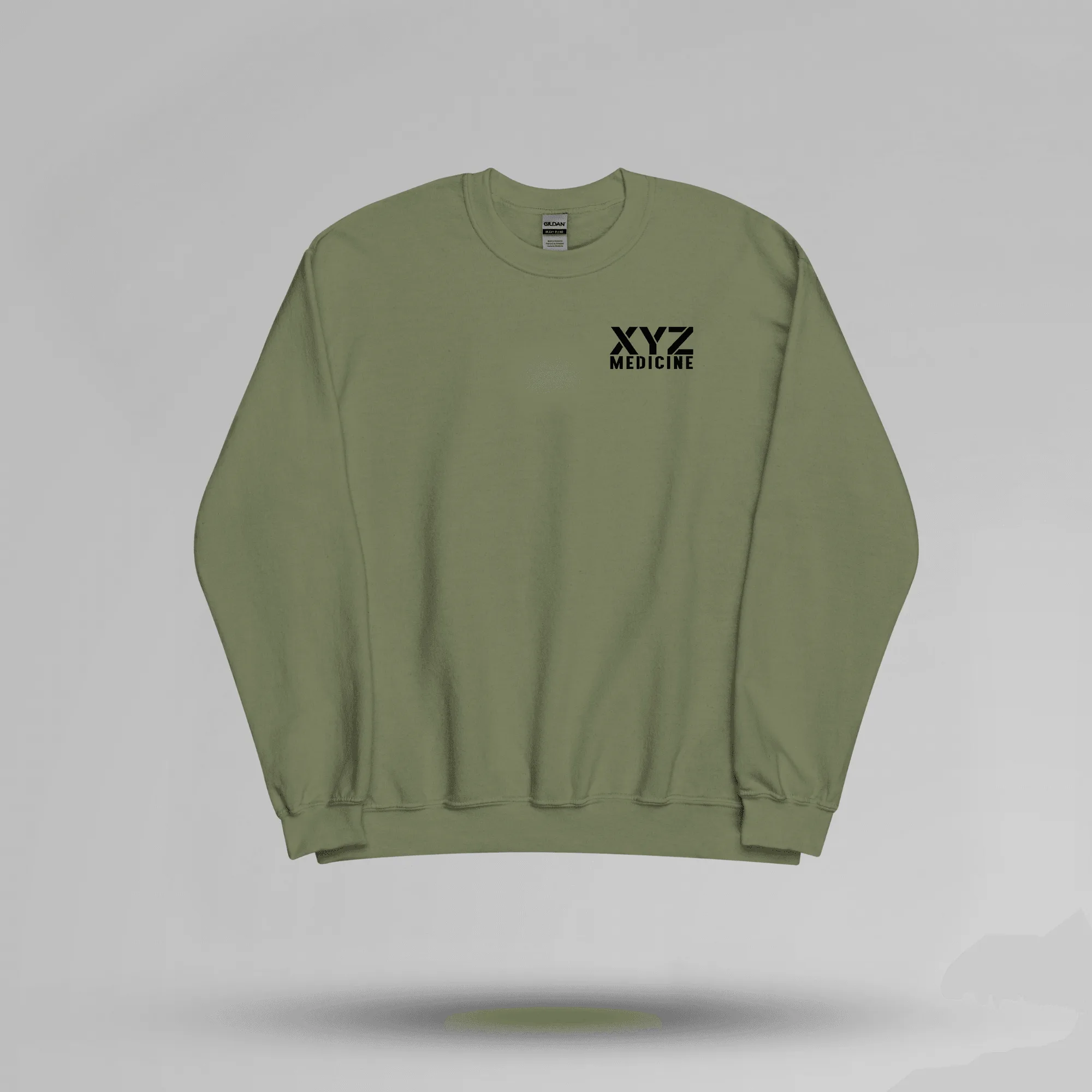 Stencil Font Custom School Name Crewneck - Small Left Chest