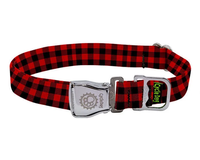 Ecoweave Red Plaid Dog Collar