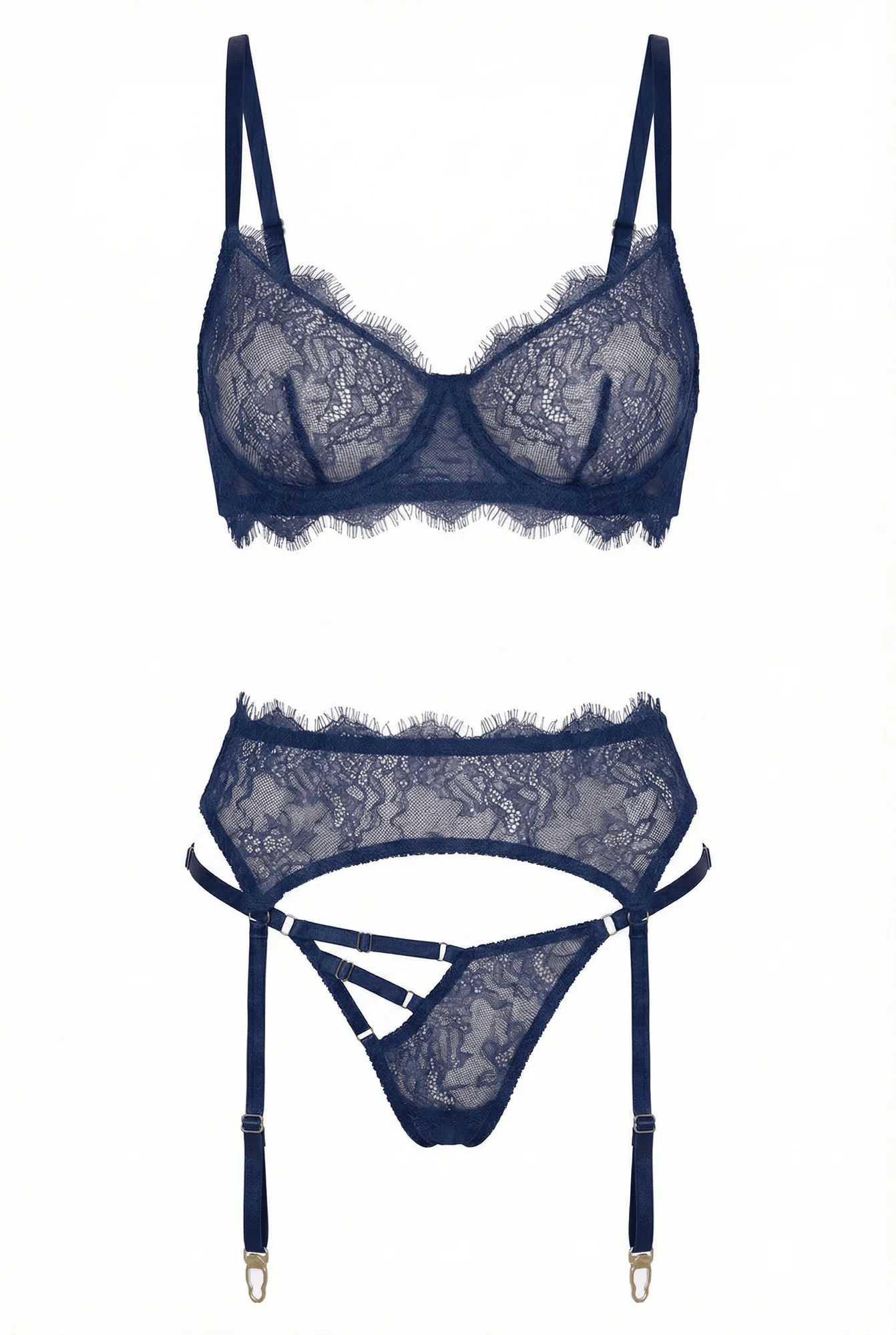 Wie stylt man ein navyblaues Spitzen-Lingerie-Set