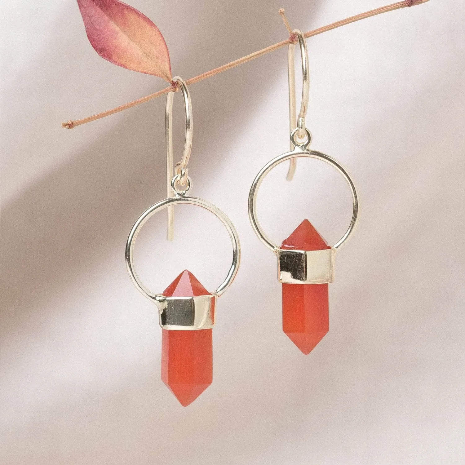 CARNELIAN CRYSTAL POINT EARRINGS