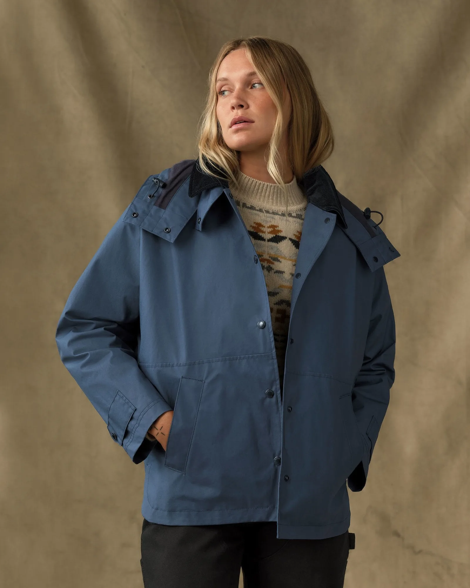 Chaqueta encerada Harbor Front para mujer - Azul marino