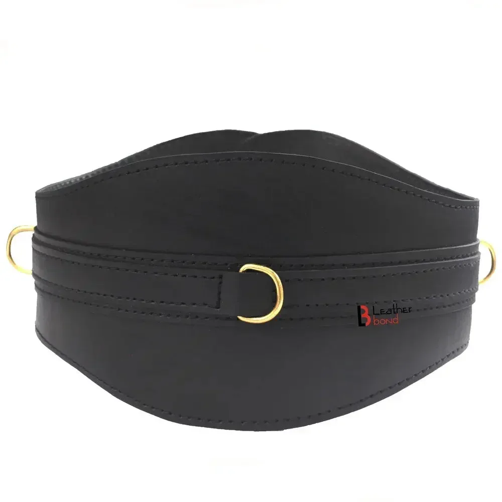Cinturón de corsé de cuero de vaca premium cinturón de bondage con anillas D fantasía | Restricción de cintura BDSM negra