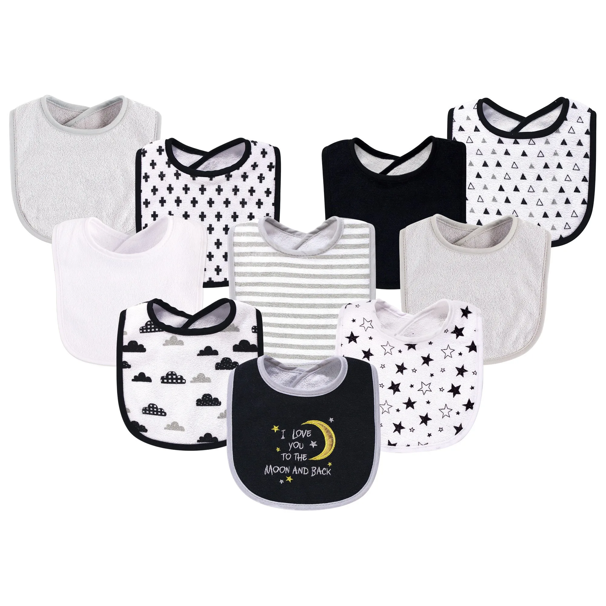 Hudson Baby Cotton and Polyester Bibs, Moon And Back