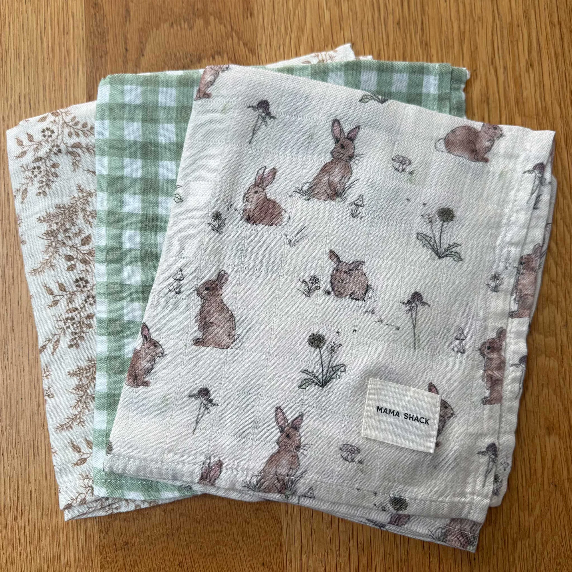 Muslin Squares – 3 Pack (60 x 60cm) - Bunnies