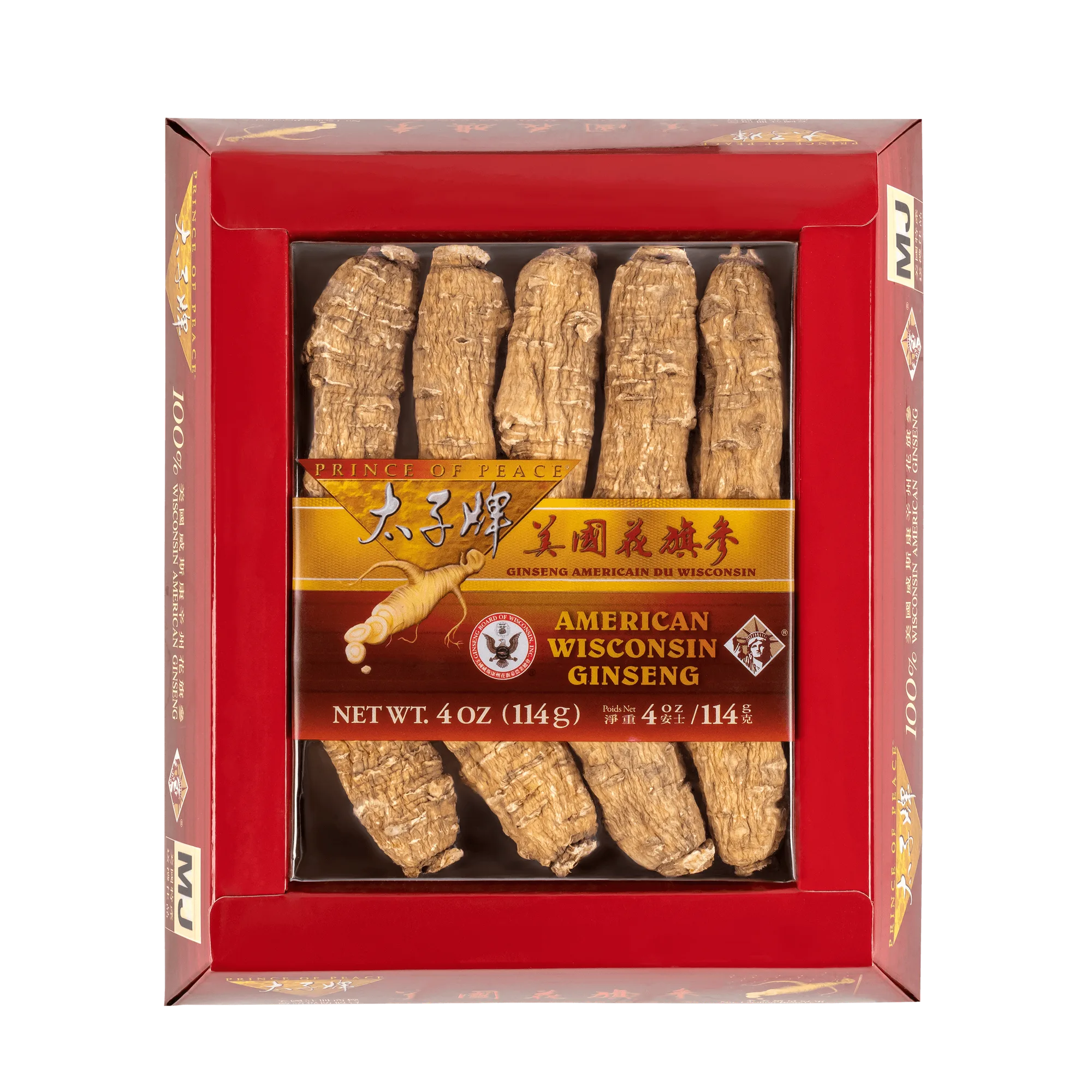 Prince of Peace Wisconsin American Ginseng Medium Jumbo Roots, 4oz