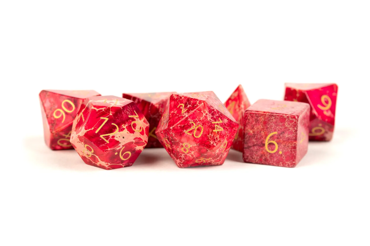 Engraved Red Imperial Stone: Full-Sized 16mm Polyhedral Dice Set