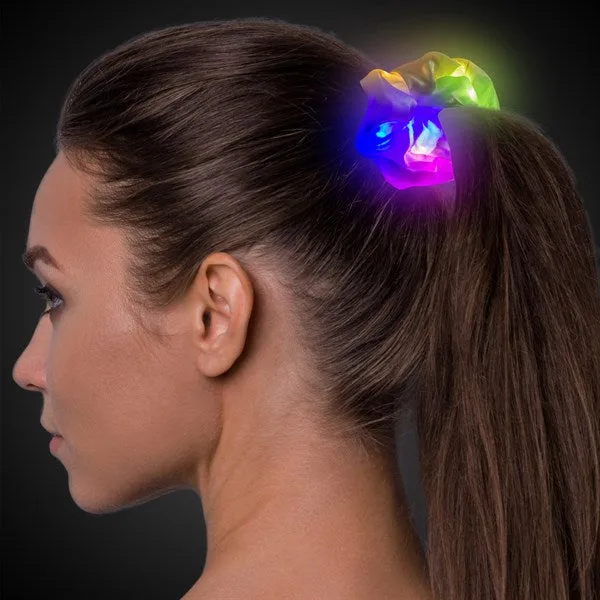 Multi-Color LED Light Up White Scrunchie