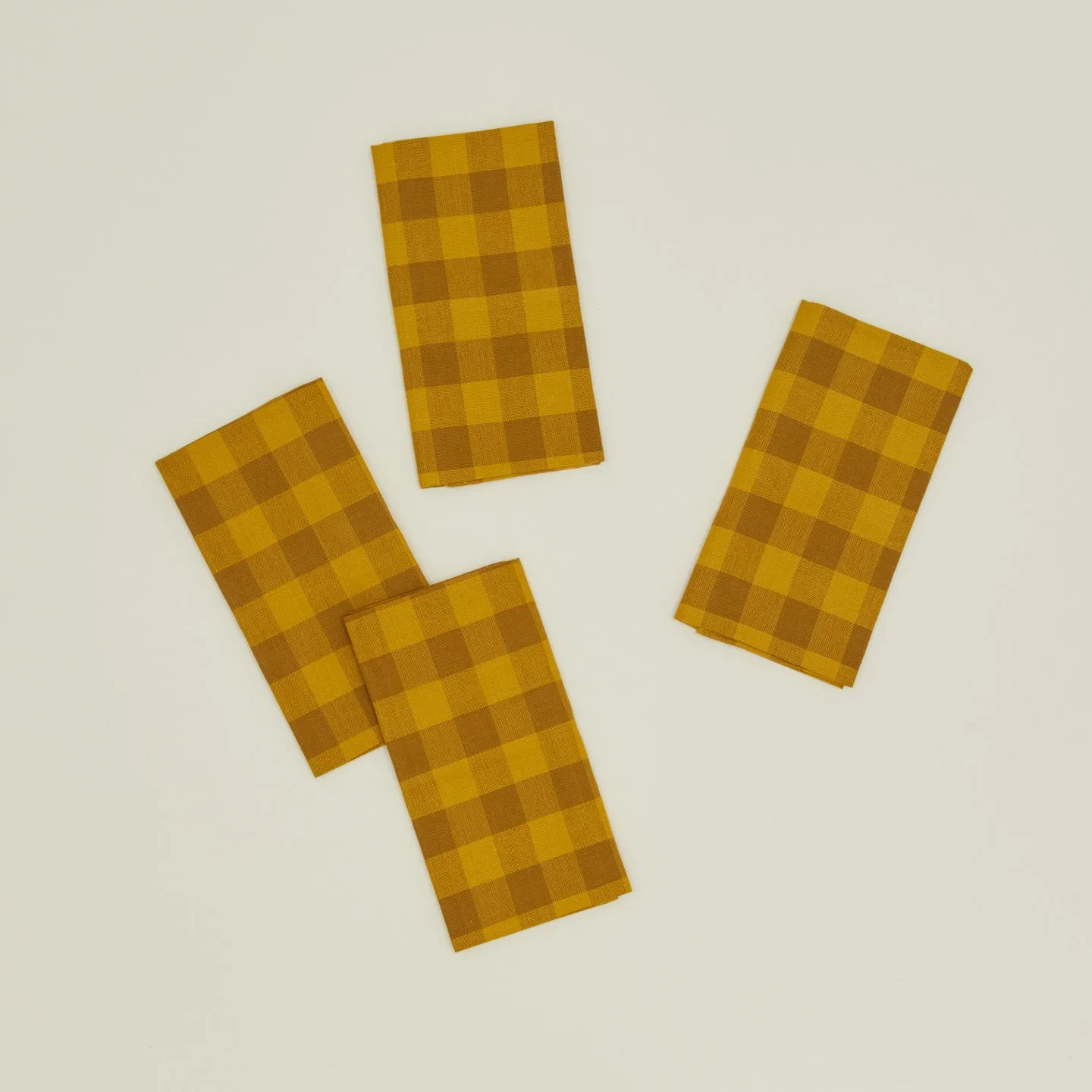 Essential Gingham Dinner Napkin, Set of 4 - Mustard/Bronze