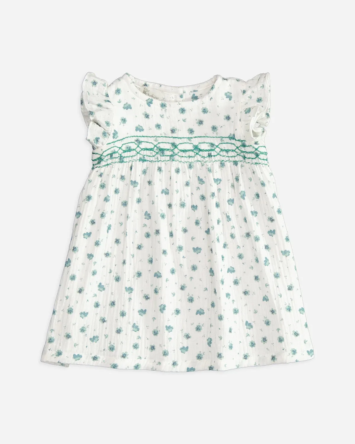 Robe bébé Siegrid blanc fleurs amande