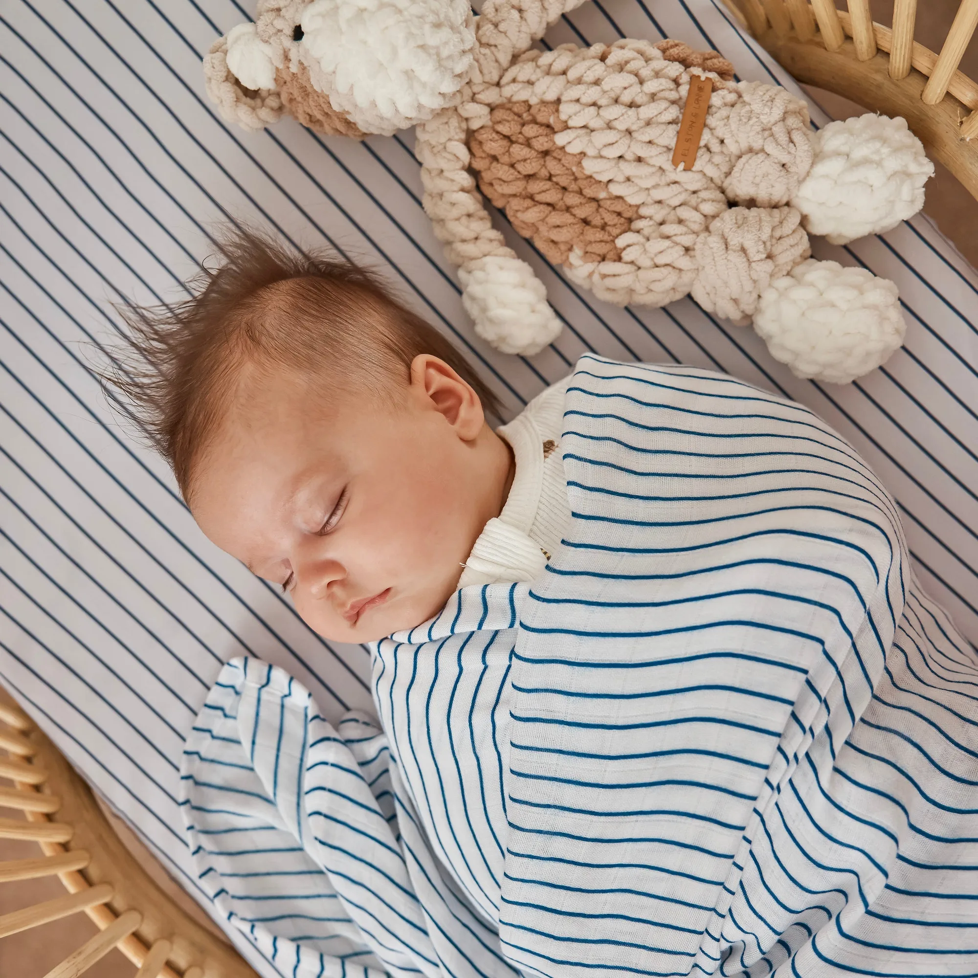 Navy Stripe Muslin Wrap Swaddle