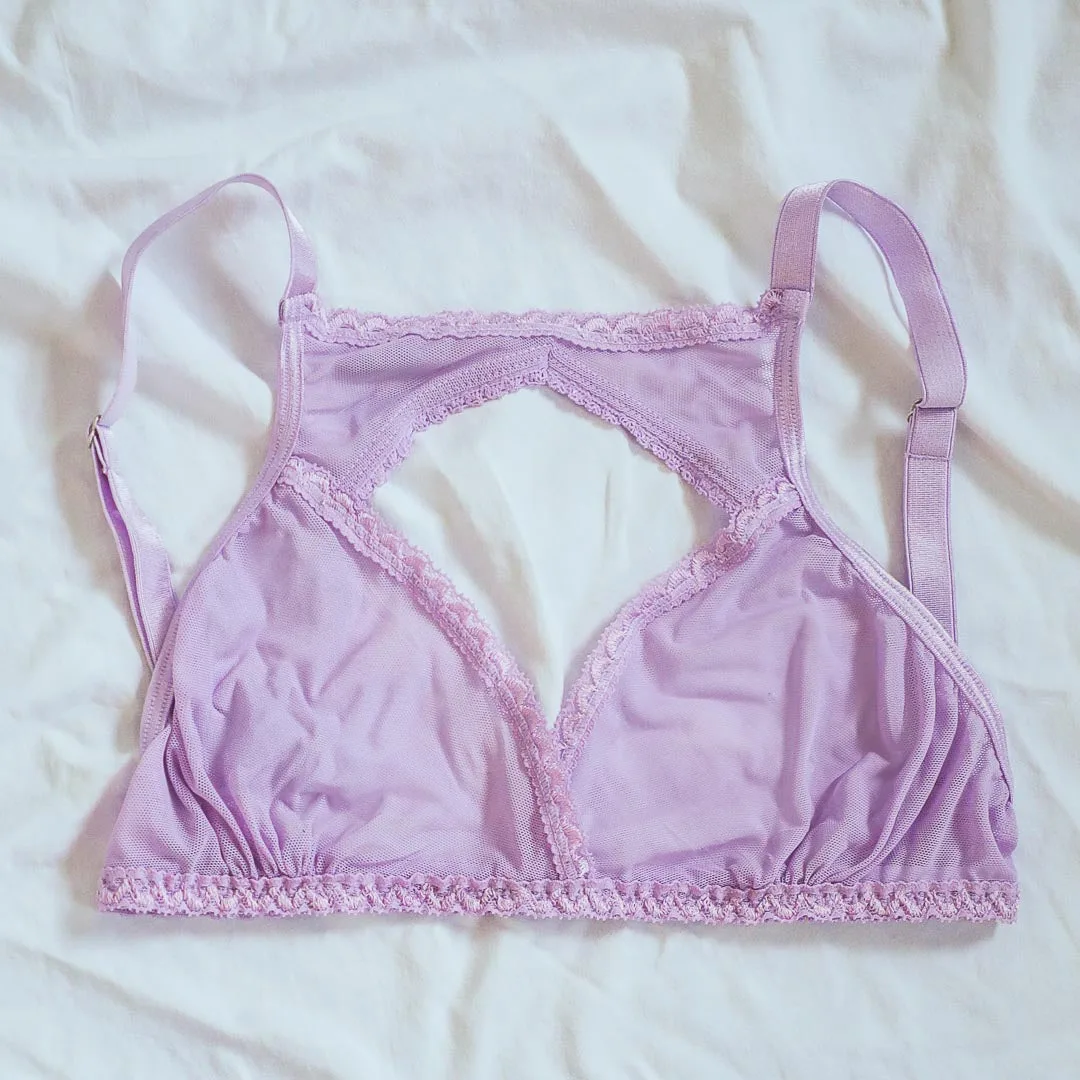 Lilac Sheerly Mesh High Neck Adjustable Bralette 2X/3X