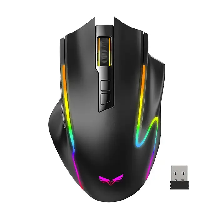 Ratón gaming inalámbrico TECKNET, 2,4 GHz/USB-C, 1000 Hz, 7 botones personalizables, 13 RGB