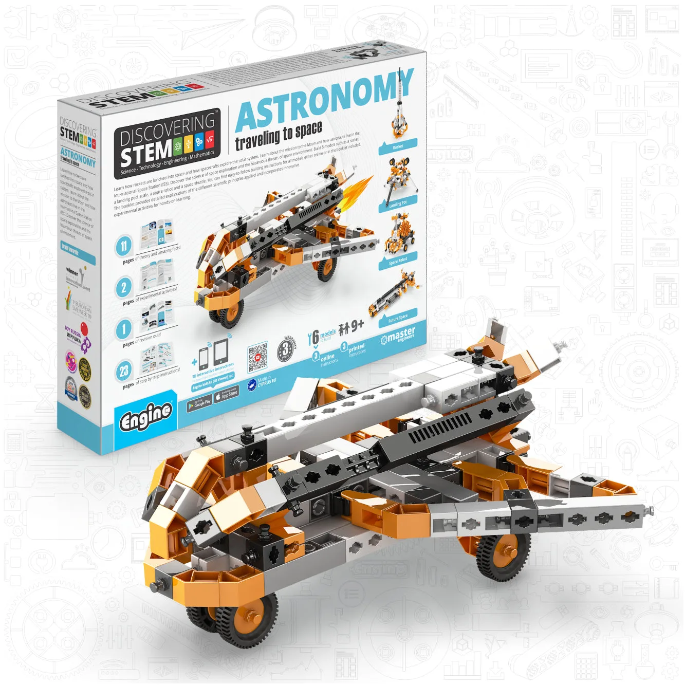 Engino Discovering STEM Astronomie: Pädagogisches Weltraum-Technikspielzeug für Kinder ab 9+ (6 Modelle)