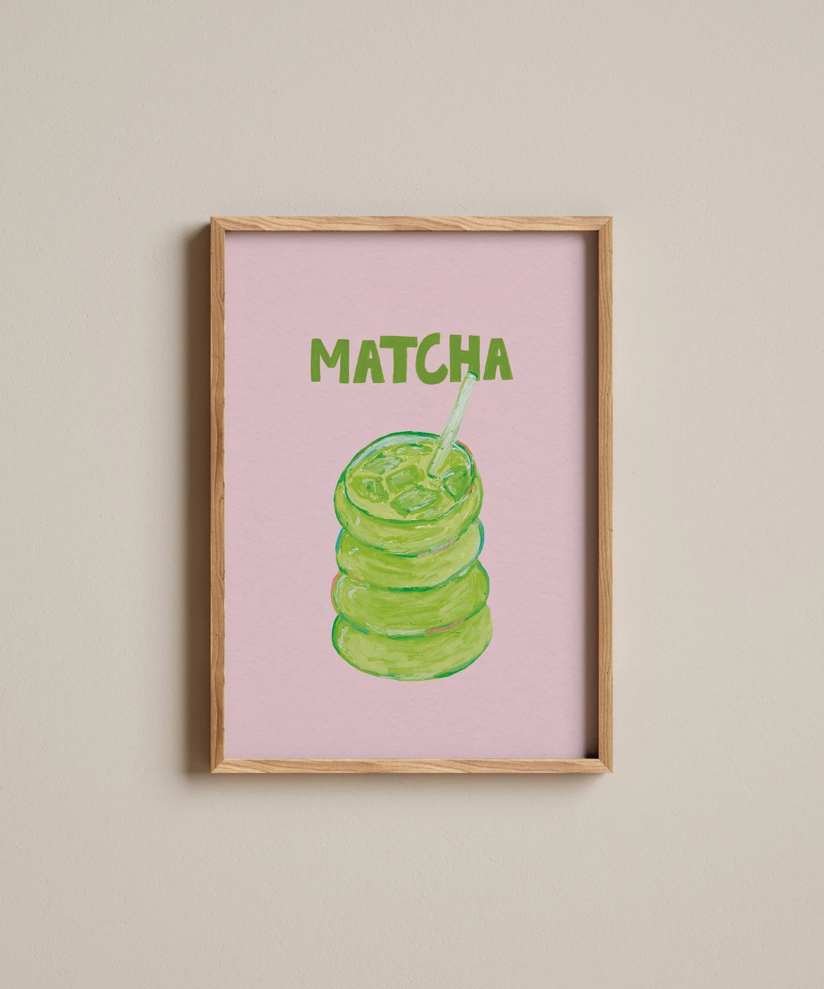 Oil Pastel Iced Matcha | Art Print